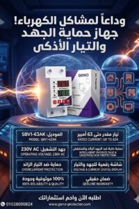 قاطع تيار تفاضلي rccb موديل r60m 2p 63a